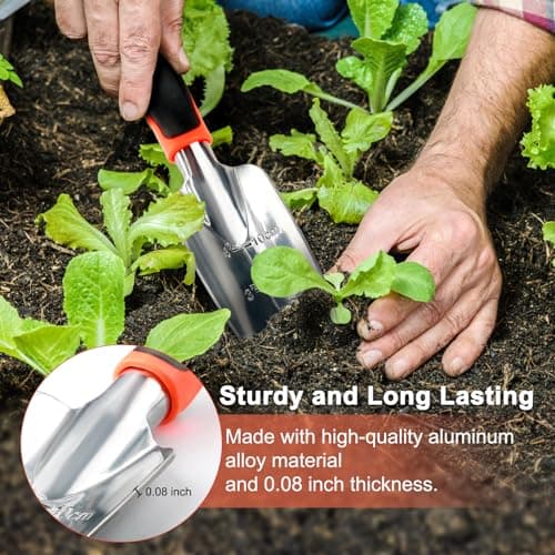 Garden Shovel Trowel Garden Tool with Measurement Mark, Heavy Duty Gardening Shovel Hand Tools Garden Spade with Ergonomic Handle, Small Garden Tools for Gardening Planting Digging Transplanting