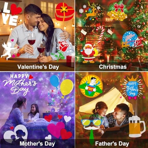 Brighter Valentine Decorations Light for Home, 2024 Upgraded Holiday Projector With 19 HD Replaceable Slides (3D Ocean Wave & Patterns), Weather Proof Valentine Light Show