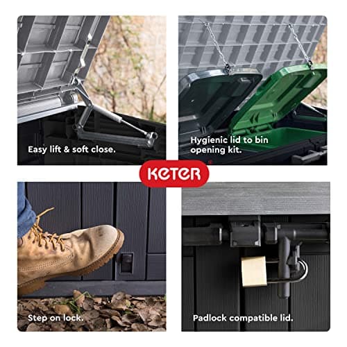 Keter Store-It-Out Prime 4.3 x 3.7 ft. Outdoor Resin Storage Shed with Easy Lift Hinges, Perfect for Yard Tools, Pool Floats and Garden Accessories, Black