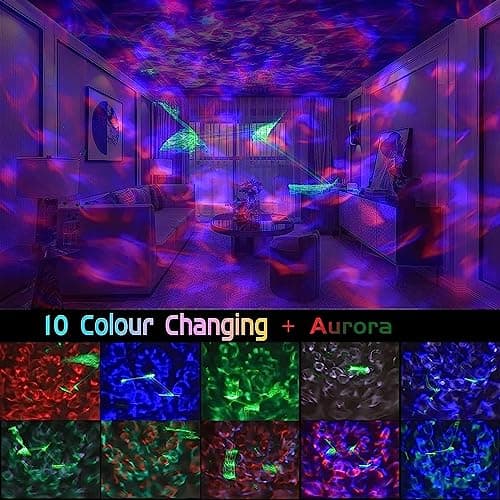 Christmas Halloween Laser Projector Lights - Outdoor Waterproof Holiday Light Projector with 10 Color, Aurora & Ocean Wave Pattern - Landscape Night Light for House,Garden,Yard Christmas Decoration