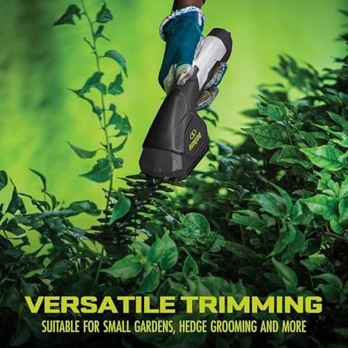 Sun Joe HJ604C Cordless Grass Shear + Shrubber Handheld Trimmer, (w/Battery + Charger Included), 7.2V, Black