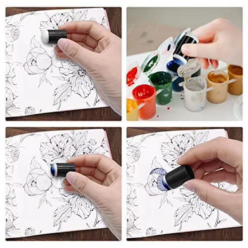 20 Pieces Finger Daubers, Sponge Finger Daubers with Soft Sponge Head Convenient Washable DIY Ink Daubers for Stenciling Painting Ink Crafts Card Making Scrapbook, Black