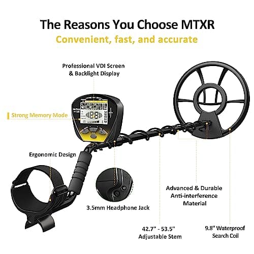 DR.ÖTEK Metal Detector for Adults Professional, Gold Metal Detector, Pinpoint & Exclusive Memory Mode, Higher Accuracy, IP68 Waterproof Coil, Bigger Backlit LCD Display, New Advanced DSP Chip, Yellow