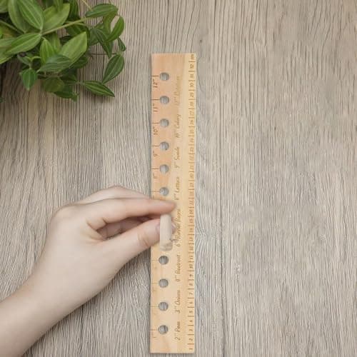 Multi-Functional Planting Square Ruler with Holes and Plant Dibber,Garden Seeding Template,Seed Planter Wood Tool for Precise Spacing (1)