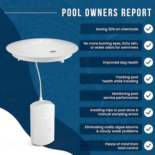 Waterguru - Sense S2 Smart Pool Monitor - Chlorine & pH Meter - CYA & Alkalinity Tester Pool Water Tester - Spa & Hot Tub Monitor - Includes WaterGuru Sense S2 C5 Cassette, Float Ring & More