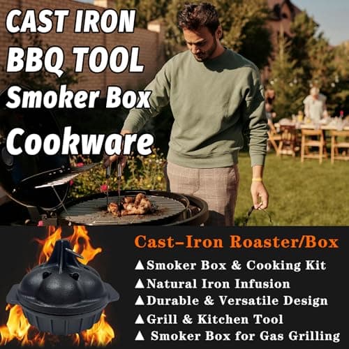 Small Cast Iron Smoker Roaster for Grill & Cast Iron Fish, Sea Turtle, Seahorse, Starfish, Combination Natural Iron Grill-Smokers Garlic Roaster, Enhance The Flavor of Butter Garlic Sauce, Soup