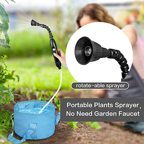Portable Misting System with Water Pump, Plant Sprayer & Garden Hose Mister 3-in-1, No Faucet Required Misters for Outside Patio Beach Camping Golf Cart Boat, Smart Misting Cooling System