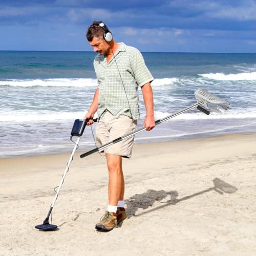 GADFISH Sand Scoop for Metal Detecting, Metal Detector Scoop, Stainless Steel Sand Sifter Shovel, Fast Sifter Shovel for Underwater Treasure Hunting (Stainless Steel)