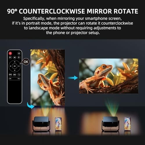 [360°Adjustable Stand] Mini Projector with WiFi and Bluetooth: Electric Focus & Auto Keystone 1080P 500 ANSI Bluetooth Projector, ONOAYO AY3 Portable Movie Phone Projector for Home Upgrade Black