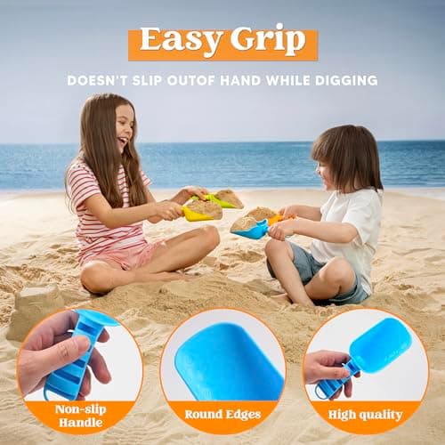 Sloosh Beach Sand Shovels for Kids - 4 Packs Shovels Colorful Scoops Travel Sand Toys for Toddlers Kids Outdoor Digging Play, Heavy Duty Plastic Garden Planting Shovels Spades Sets Sandbox Toys