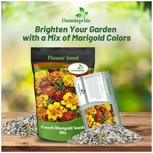 Outsidepride French Marigold Seeds Mix - 1000 Pcs Annual, Compact, Heat & Drought Tolerant Flower Seeds for Planting w/Orange & Yellow Prolific Blooms, Ideal for Vibrant Pollinator Gardens
