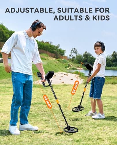 SUNPOW Metal Detector for Adults & Kids, Kids Metal Detector Waterproof for Gold Detecting, Stable Anti-Interference, Higher Accuracy, Bigger LCD Display, 4 Modes, IP68 Search Coil, OT-MD13