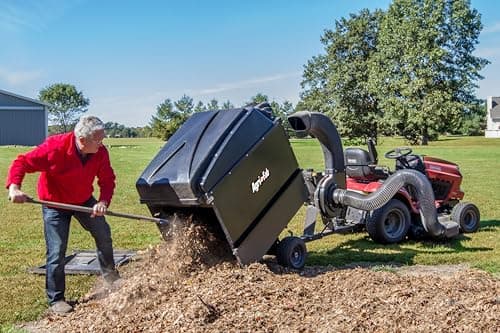 Agri-Fab 45-0631 Large Capacity 32 CU FT Hard Top Mow- N-Vac, Tow Behind Lawn Vacuum, Leaf Vacuum, Gas Powered, Easy Foot Pedal Dumping