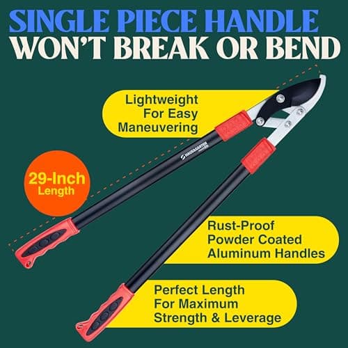 PowerPRO Compound Action 29" Bypass Loppers - Use as loppers for tree trimming, branch cutters, heavy-duty garden pruning tree clippers, lopping shears