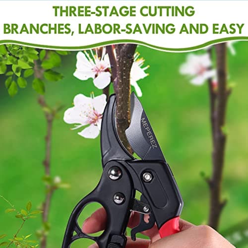 Germany Pruning Shears, Arthritis Weak Hand Snips, Work 3 Times Easier, 1-Inch Cut Capacity Garden Clippers, Ergonomic handle, Rust resistant, high strength steel, Sharp
