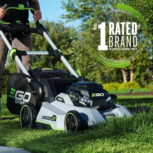 EGO Power+ Electric Lawn Mower, Self-Propelled Cordless with Select Cut and Touch Drive, Includes (2) 56V 4.0Ah Batteries and Rapid Charger – LM2132SP-2
