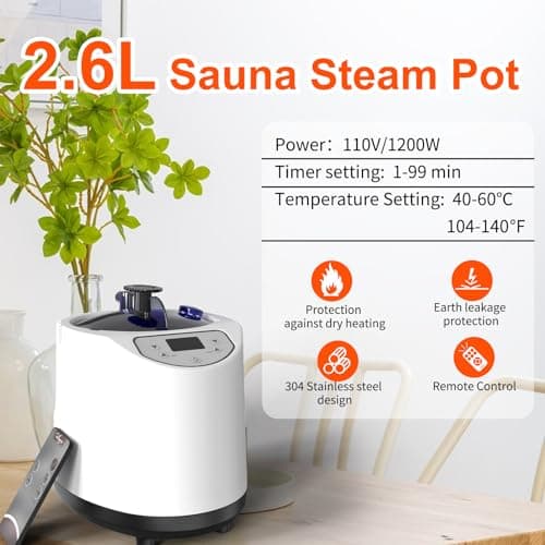 FIOCCO Portable Sauna Box, Portable Sauna for Home with 2.6L Steamer Generator, Remote Control, Portable Chair & Floor Mat, Full Body Personal Saunas Tent for Health, 9 Levels, Orange