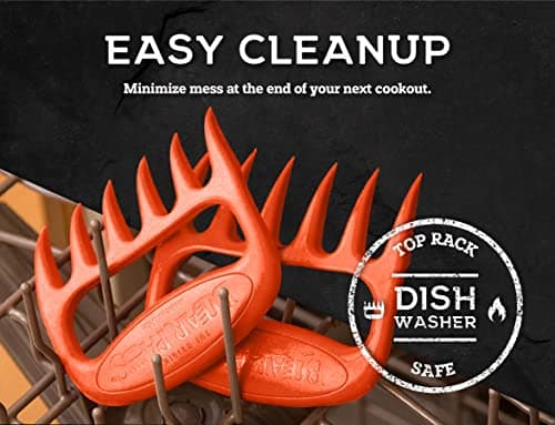 Bear Paws Meat Claws - The Original Meat Shredder Claws, USA Made - Easily Lift, Shred, Pull and Serve Meats - Ultra-Sharp, Ideal Meat Claws for Shredding Pulled Pork, Chicken, Beef, Turkey - Orange