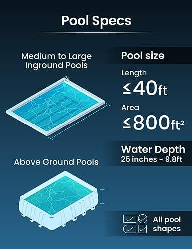 KOKIDO Rechargeable Heavy Duty Pool Leaf Vacuum, 62GPM Powerful Suction, Standard and Fine Oversized Filter Bags, Commercial Power Vac for Leaves and Debris, for Inground and Above Ground Pools XV910