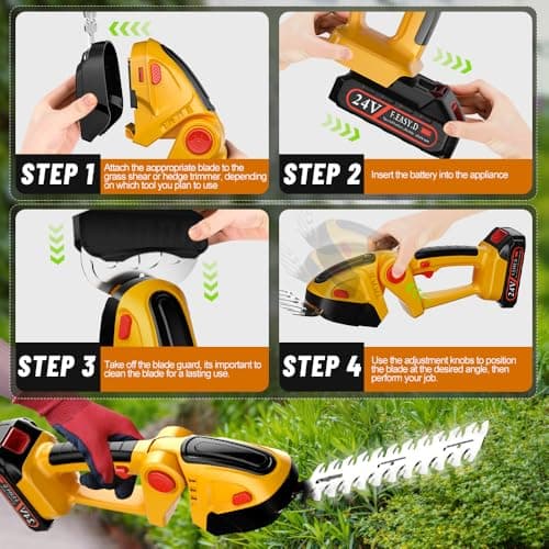 Hedge Trimmer Cordless with 21V Battery - 2 in 1 Electric Shrubbery Trimmer, Handheld Grass Shear Cutter Lightweight-Mini-Grass-Trimmer Bush Trimmer for Garden Yard Lawn Pruning