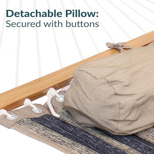 Sunnydaze Quilted Outdoor Hammock with Spreader Bars - Heavy-Duty 450-Pound Capacity Double Hammock for Outside - Mountainside