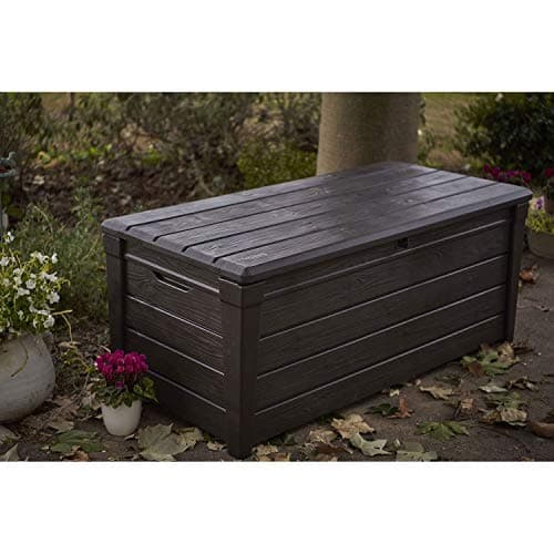 Keter Outdoor Storage Deck Box, Waterproof Patio & Pool Bin, Large, 120 Gallon, Brown