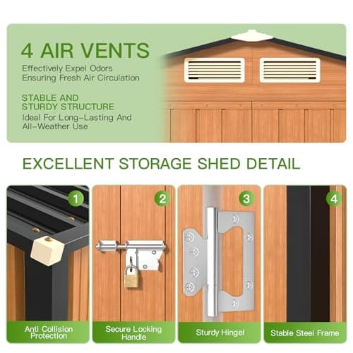 Outdoor Storage Shed, 5x3 Ft Metal Steel Tiny House with Frame Floor & Lockable Door, Vertical Outside Storage Building for Garden, Backyard, Lawn, Patio Utility, Tool Storage