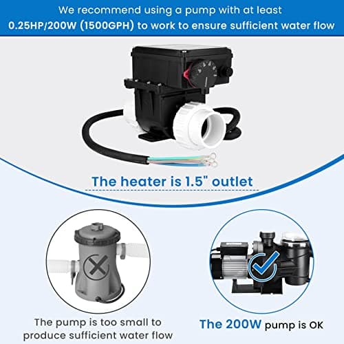220V 3KW Spa Hot Tub Heater with Adjustable Temperature Thermostat, Inflatable Pool Heater for above Ground Pools, Hot Tubs & Inflatable bathtub，H30-RS1