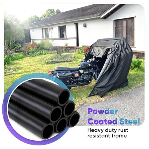 Quictent 136"x 54" Motorcycle Storage Shelter with Code Lock & Carry Bag Heavy Duty Vehicle Shed Cover Garage Tent with 2 Roll-Up Side Windows - Black