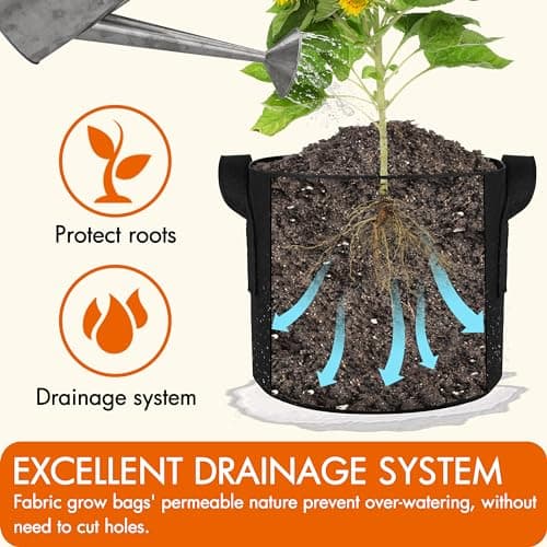Gardzen 2-Pack 50 Gallon Grow Bags, Aeration Fabric Pots with Handles, Pot for Plants