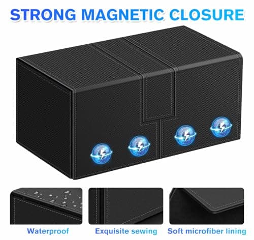 Card Deck Case for Trading Cards, Deck Storage Box for 200 Single Sleeved Cards Large Twin Flip Deck Case with 1 Storage Dice & 2 Trays Fits EDH/YuGiOh/MTG/TCG/CCG (Small-Black)