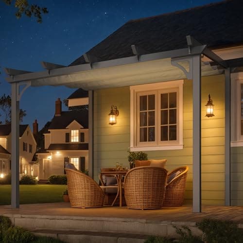 AECOJOY 10' x 8' Gazebo for Patio, Retractable Pergola with Adjustable Sun Shade Canopy Roof, Small Wall-Mounted Lean to Outdoor Pergolas and Gazebos Clearance, Metal Awnings for Decks, Patio