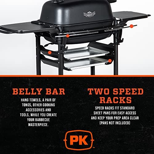 PK Grills Portable Charcoal Grill and Smoker, Aluminum Outdoor BBQ Grill, Portable Grill for Camping, Backyard Grilling, Park, Tailgating, ​​New Original PK Aaron Franklin Addition, Coal