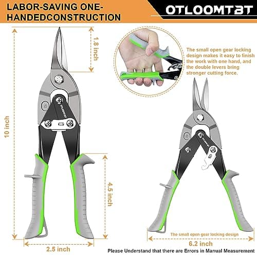 10 Inch Aviation Tin Snips - Heavy Duty Metal Cutting Shears with Safety Lock, Industrial Strength for Straight & Curved Cuts - Ideal for Sheet Metal, Copper, Metalworkers & Craftsmen