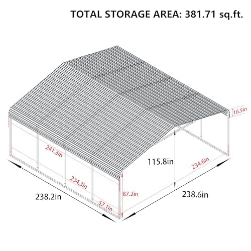VEIKOU Metal Carport, Car Ports 20x20 Heavy Duty for Snow, Carports with Innovative Assembly Structure, Metal Garage Shelter for Car, Boat, Truck
