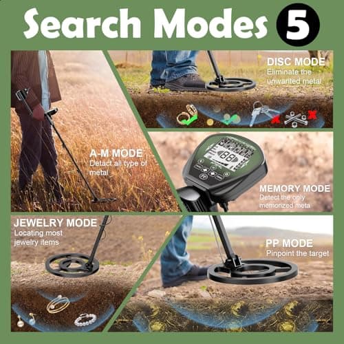 Metal Detector for Adults Professional, Higher Accuracy Gold and Silver Detector, Metal Detector Waterproof Pinpoint, Bigger LCD, 5 Mode, 10" IP68 Coil, New Advanced DSP Chip, Green
