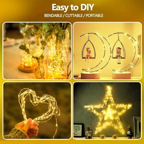 4-Pack Fairy Lights Battery Operated with Timer, Waterproof 16FT 50 LED String Lights Indoor Outdoor, Cuttable Starry Fairy Lights for Christmas Home Bedroom Wedding DIY Centerpiece Decor (Warm White)