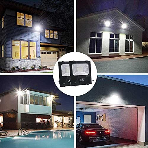 HANNAHONG 30W LED Flood Light Plug in with ON/Off Switch,Cool White,Bright Security/Work/Plant Grow Outdoor,IP66 Waterproof,Reflector Exteriore Spotlight Porch,Garage,Patio,Yard,Garden