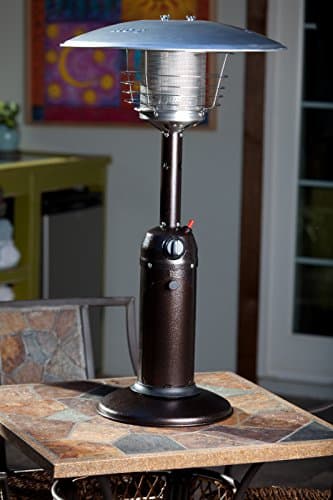 Fire Sense 61322 Portable Patio Heater Outdoor Tabletop Lightweight Propane 10,000 BTU Auto-Shutoff Valve ODS Compliant - Hammer Tone Bronze