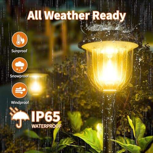 SUPER BRIGHT 10 Pack Solar Lights Outdoor IP65 Waterproof,HIGH-POWER LED Solar lights for Outside,Landscape Lighting,Garden Decorative for Yard,Patio,Landscape,Pathway,Sidewalk,Driveway,Lawn (Warm)