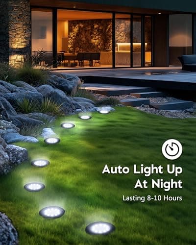 Brightown Solar Lights Outdoor Waterproof, 12 Packs LED In-Ground Lights Outdoor Solar Lights for Yard Patio Garden Lawn Deck Outside Pathway Walkway Sidewalk, White