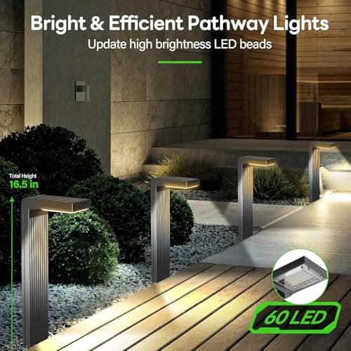 Solar Pathway Lights Outdoor 3 Pack, 400LM Motion Sensor Walkway Lights with Warm/Cool White, 12H Lasting, IP65 Waterproof Solar Powered Landscape Lighting for Garden, Yard