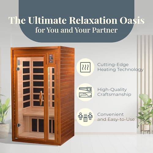 DYNAMIC SAUNAS 2-Person Home Sauna with Infrared Lighting and Integrated Speakers, Barcelona - Personal Indoor Luxury Spa for House and Gym