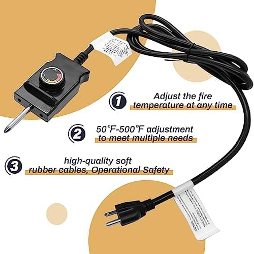 Adjustable Thermostat Controller Probe Cord for Masterbuilt Analog Electric Smokers , Thermostat Control with Power Cord Replacement Parts for Most Electric Smoker and Grills Heating Element