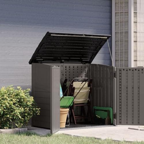 Suncast 34 Cu. Ft. Horizontal Shed for Outdoor Storage w/Locking System, Stoney/Black