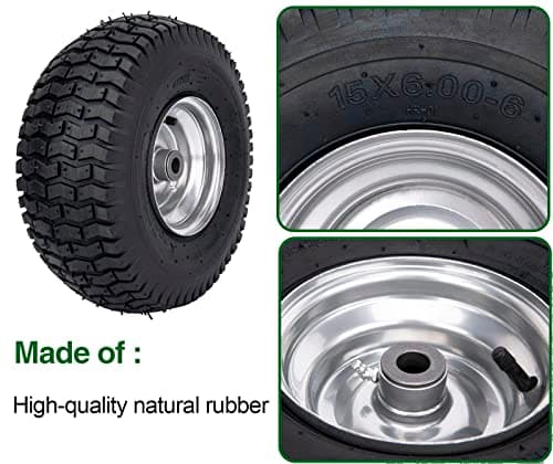 15x6.00-6 Lawn Mower Tire and Wheel Front Tire Compatible with John Deere Craftsman Husqvarna Riding Mowers Lawn Tractors