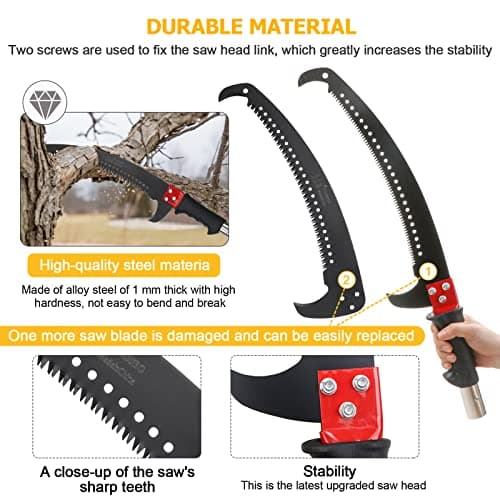 27 Feet Tree Pole Pruner Manual Branches Trimmer Tree Branch Garden Tools Loppers Hand Pole Saws Extendable Height Adustable System for Sawing and Shearing