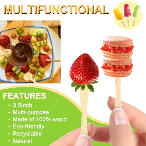 700 Pcs Bamboo Appetizer Forks, PEOUWNES Mini Toothpicks for Appetizers, 3.5 Inch Picks Bamboo Forks, Wooden Forks Food Picks for Cocktail Parties, Party, Fruits, Charcuterie Accessories