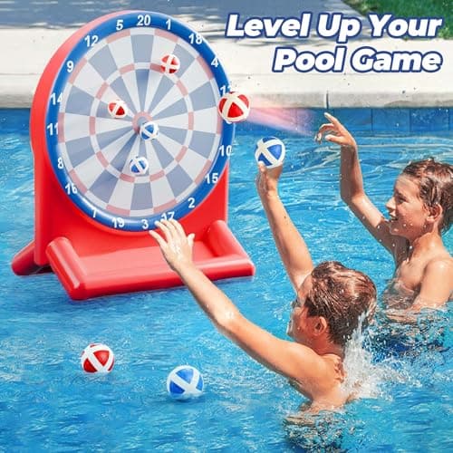 iPlay, iLearn Pool Wave Kids Fun Pool Toys, Inflatable Dart Board Water Games, Swimming Pool Floats, Beach Yard Outdoor Play, Cool Summer Party Gift for 6 7 8 9 10 12 Year Old Boy Girl Teen Adult-Red