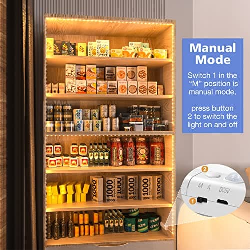 WOBANE Rechargeable Motion Sensor Strip Light, LED Closet Lights,Upgraded Battery Operated LED Strip Light for Wardrobe,Stair,Pantry,Cupboard,Bed,Locker,2700K Warmwhite,6.56ft,2 Pack